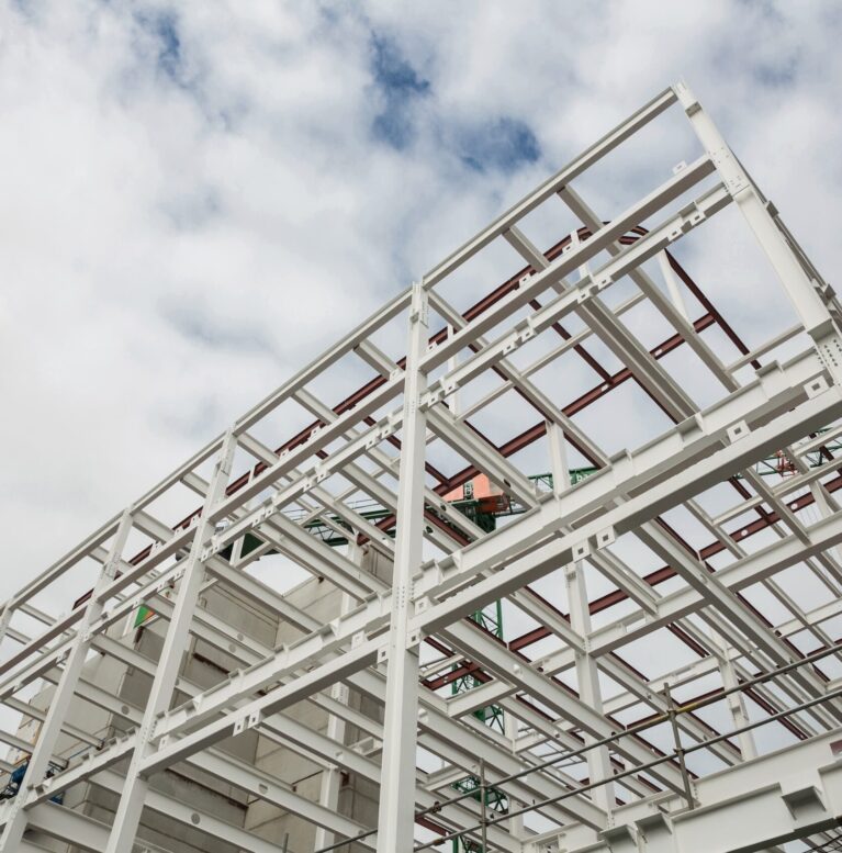 Low angle view of scafolding on building at construction site